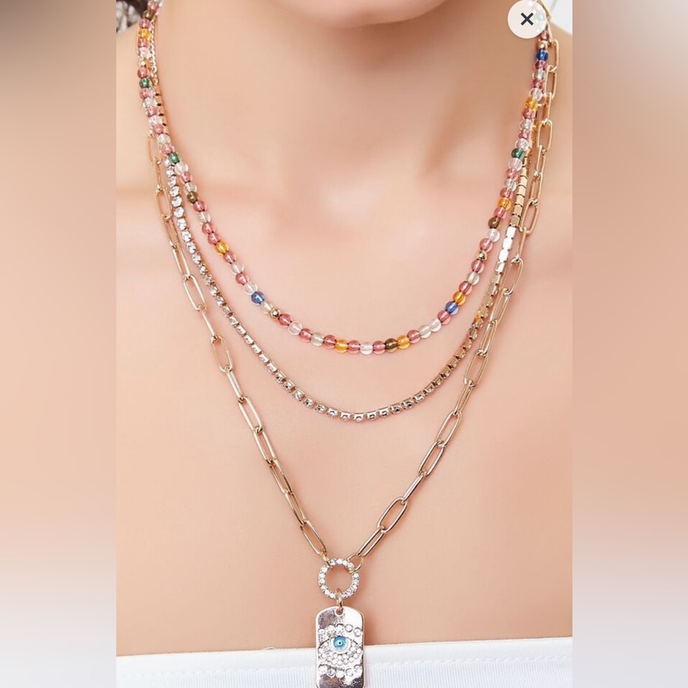 Evil Eye Beaded Layered Necklace